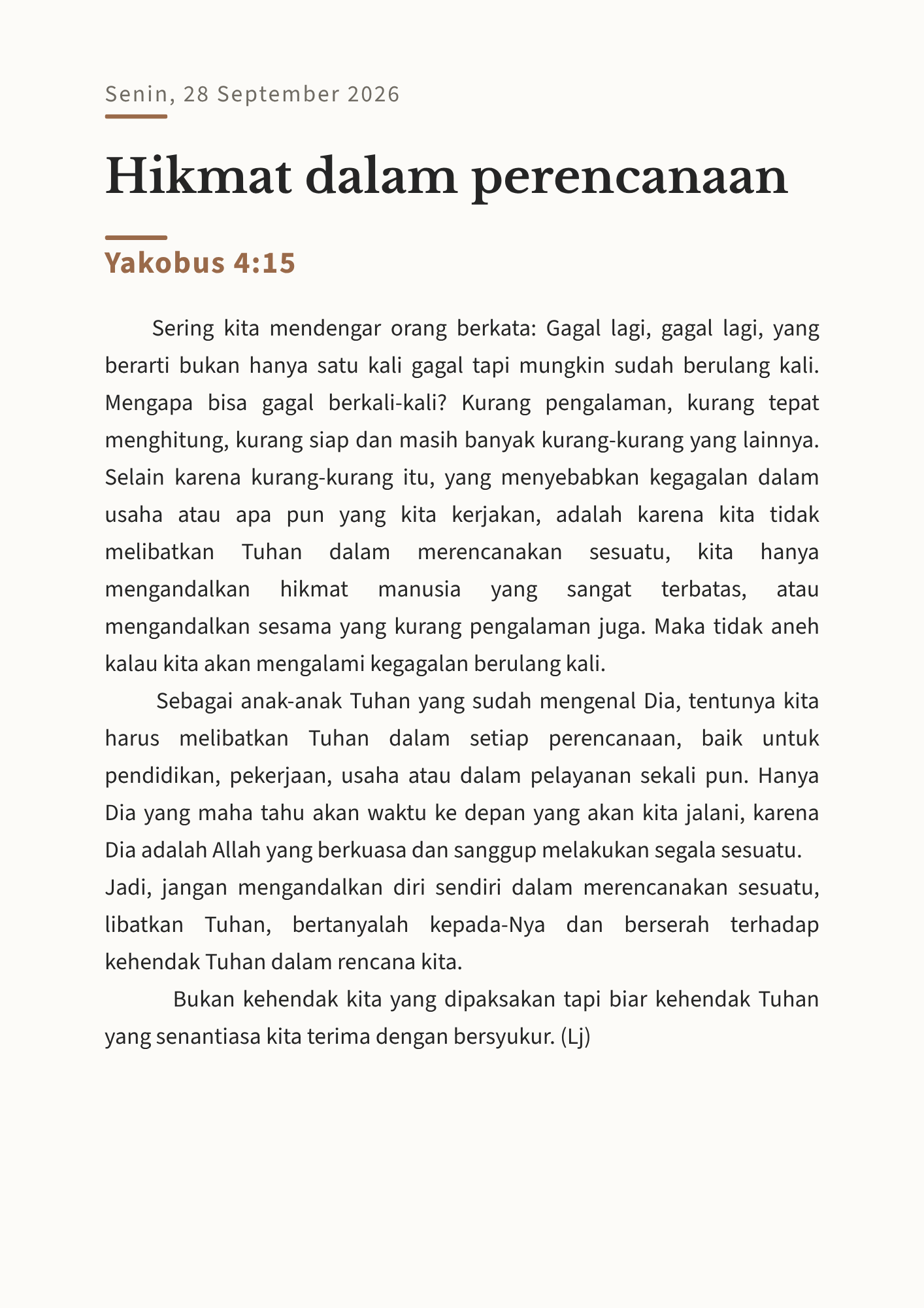 Hikmat dalam perencanaan