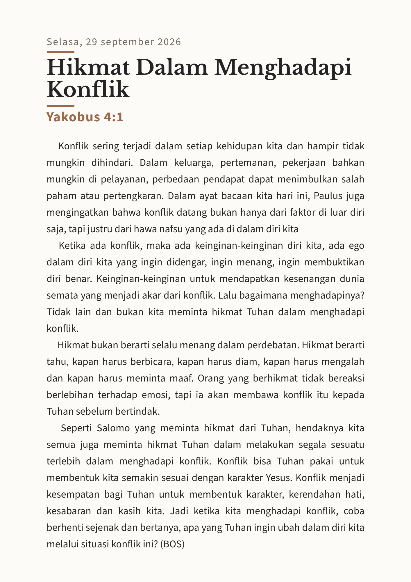 Hikmat Dalam Menghadapi Konflik
