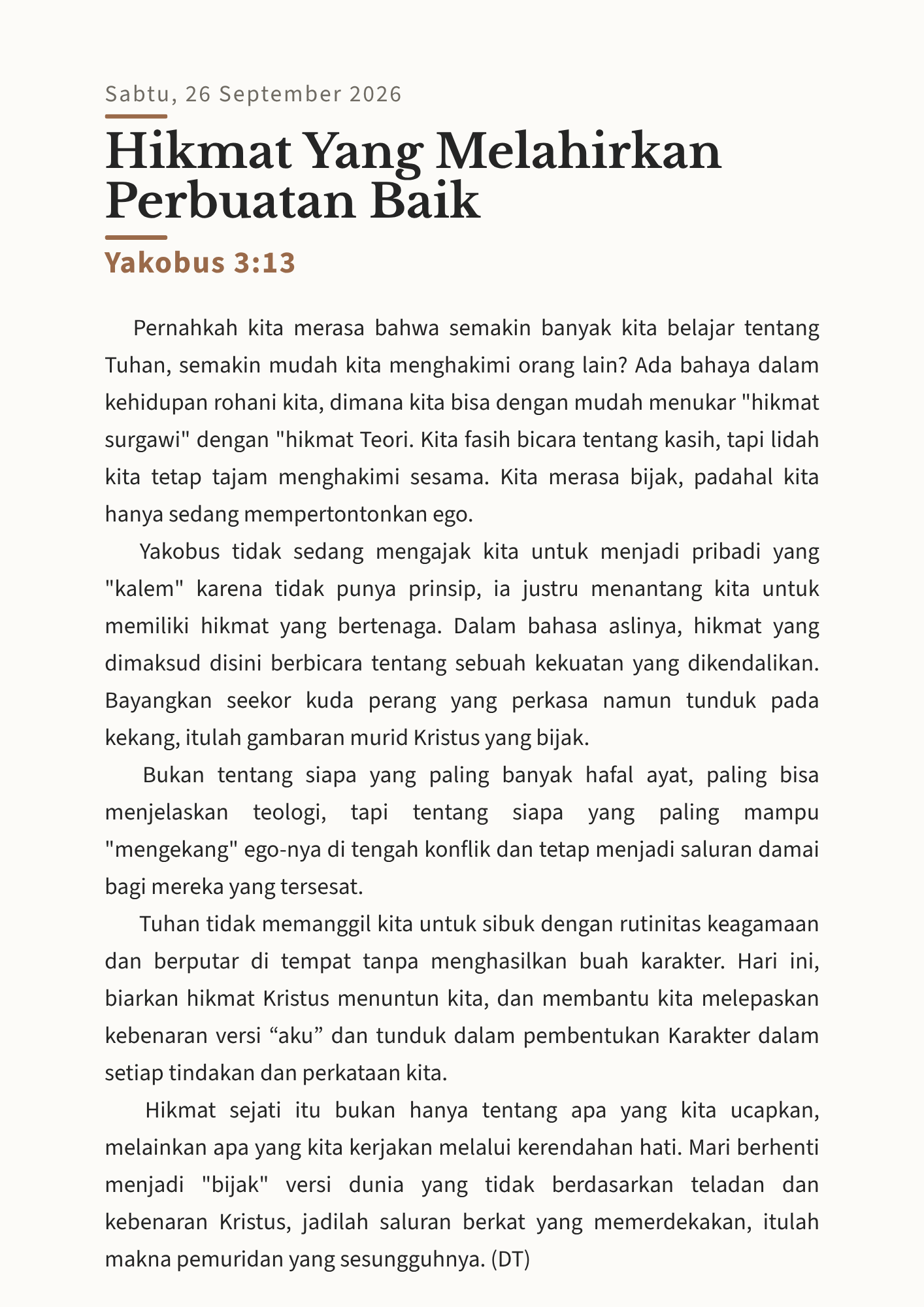 Hikmat Yang Melahirkan Perbuatan Baik
