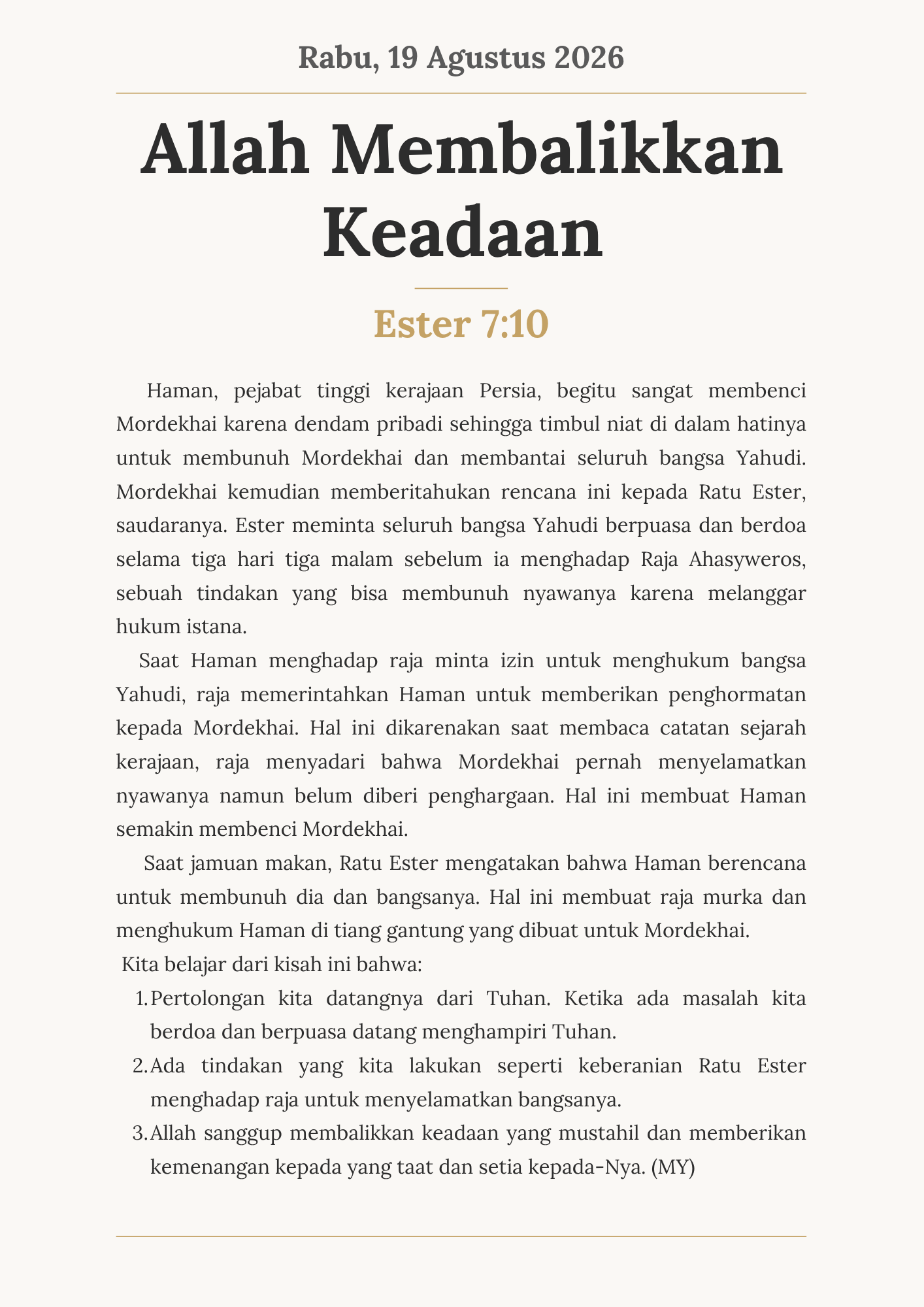 Allah Membalikkan Keadaan