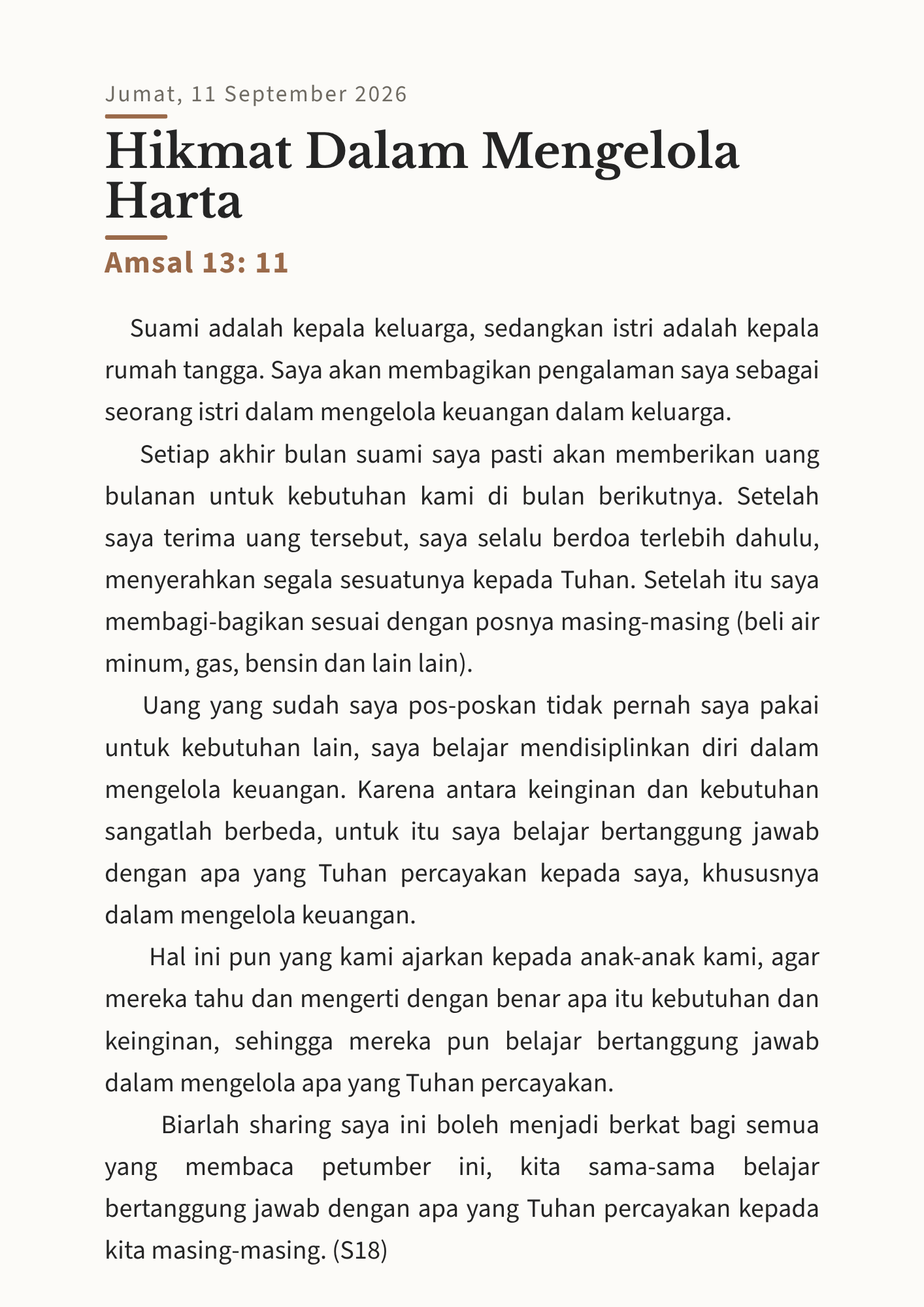 Hikmat Dalam Mengelola Harta