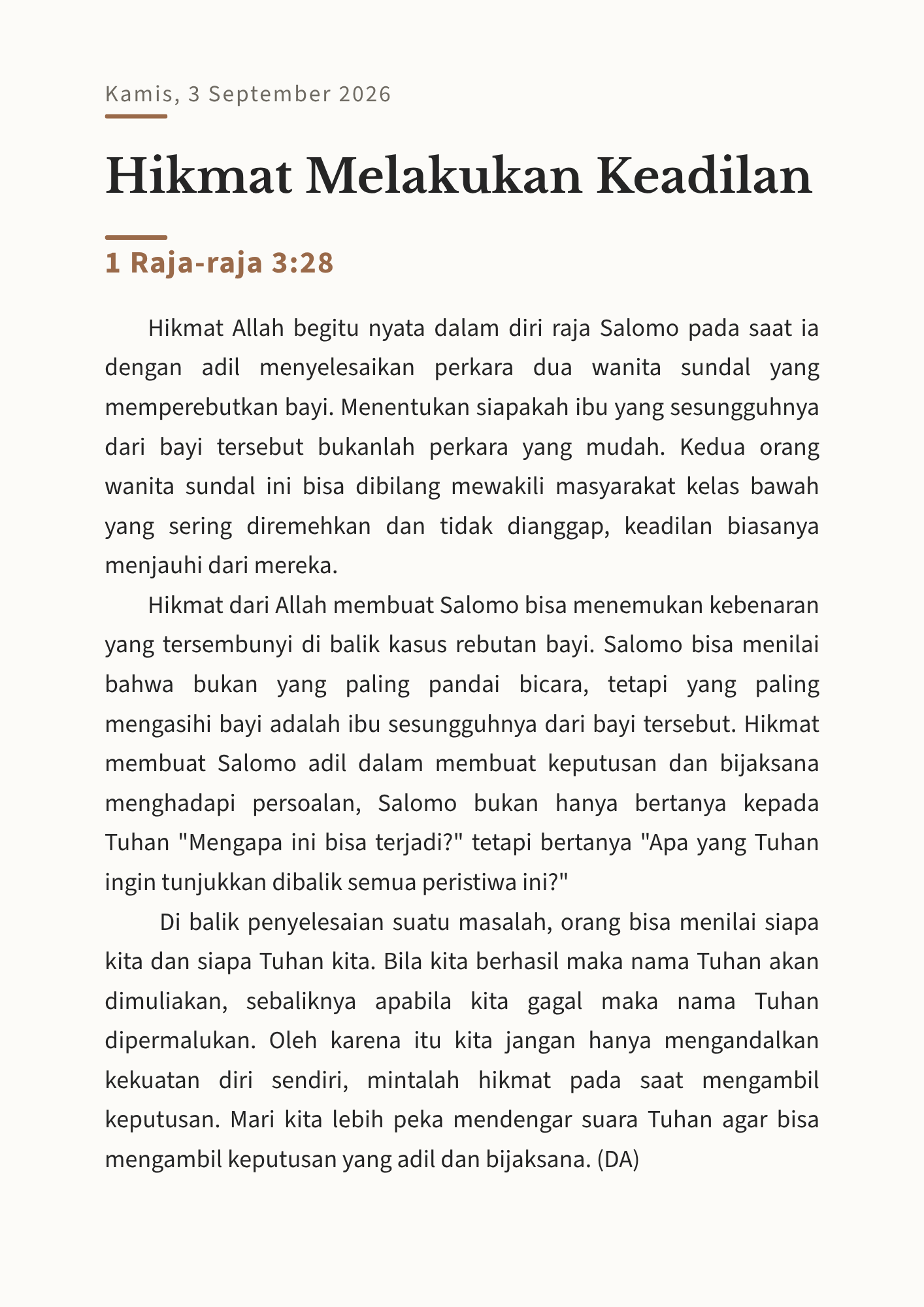 Hikmat Melakukan Keadilan