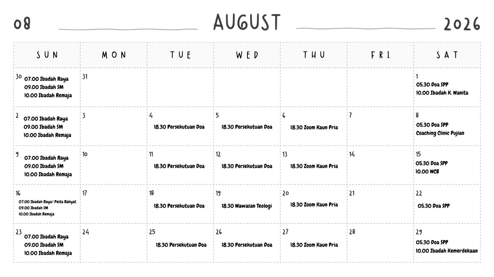 Jadwal 8/2026